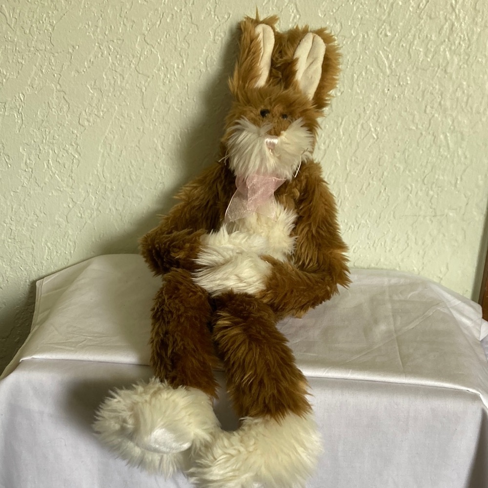 Fiesta 17 inch hanging Shaggy Rabbit ears adjustable Brown Eyes with Thread nose